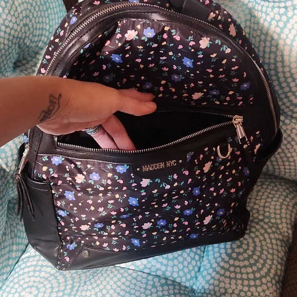 Floral Black Backpack By Brand Madden NYC - Picture 8 of 11